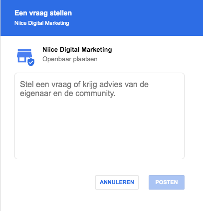 Een vraag stellen Google mijn bedrijf Een vraag stellen Google mijn bedrijf